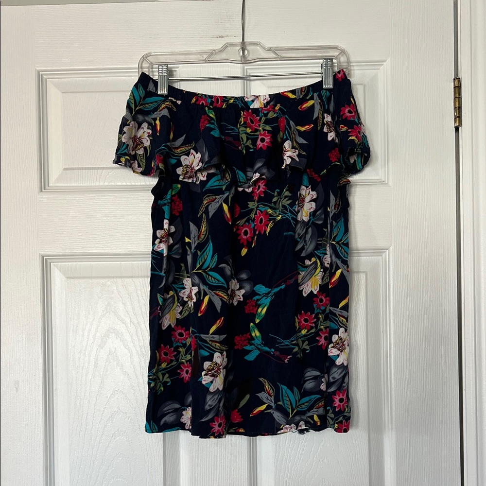 Papillion Navy Floral Off-Shoulder top